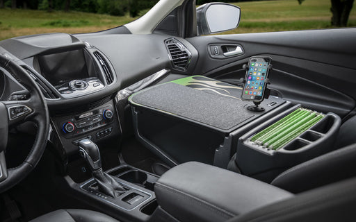 AutoExec Efficiency GripMaster Car Desk w Phone Mount in Candy Apple Green Flames