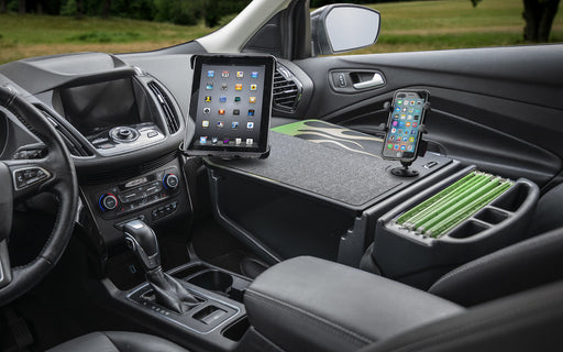AutoExec Efficiency GripMaster Car Desk w Power Inverter Phone Mount Tablet Mount in Candy Apple Green Flames