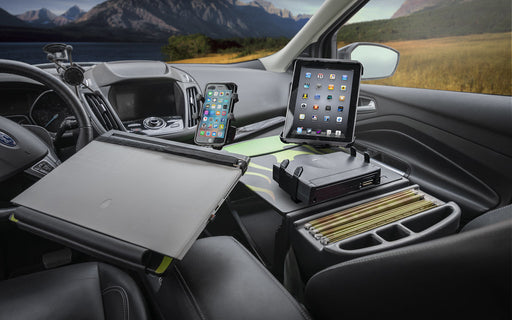 AutoExec Reach Desk Front Seat Car Desk w Power Inverter Printer Stand Phone Mount Tablet Mount in Candy Apple Green Flames