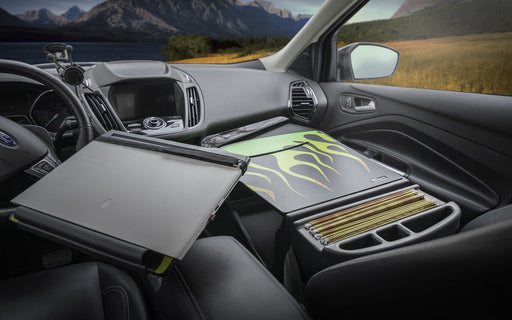 AutoExec Reach Desk Front Seat Car Desk w Power Inverter in Candy Apple Green Flames