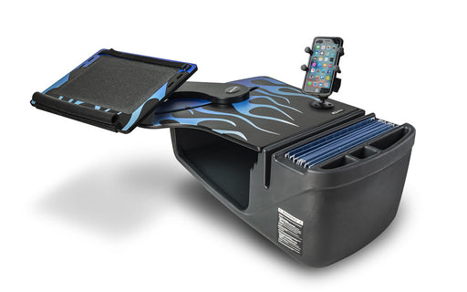 AutoExec Reach Desk Front Seat Car Desk w Phone Mount in Blue Steel Flames