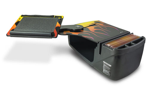 AutoExec Reach Desk Front Seat Car Desk w Power Inverter in Hot Rod Orange Flames