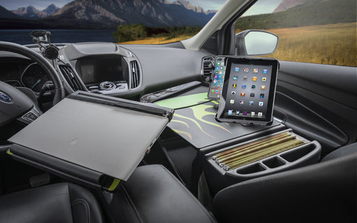 AutoExec Reach Desk Front Seat Car Desk w Power Inverter Phone Mount Tablet Mount in Candy Apple Green Flames