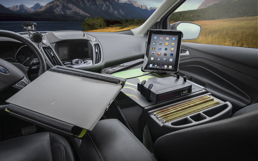 AutoExec Reach Desk Front Seat Car Desk w Power Inverter Printer Stand Tablet Mount in Candy Apple Green Flames