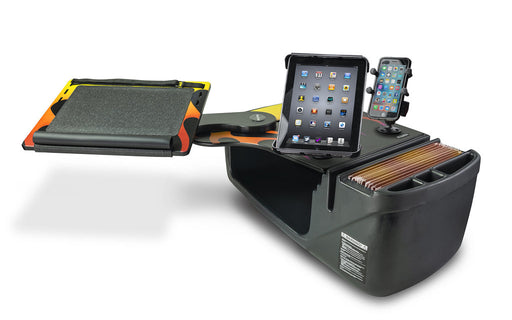 AutoExec Reach Desk Front Seat Car Desk w Power Inverter Phone Mount Tablet Mount in Hot Rod Orange Flames