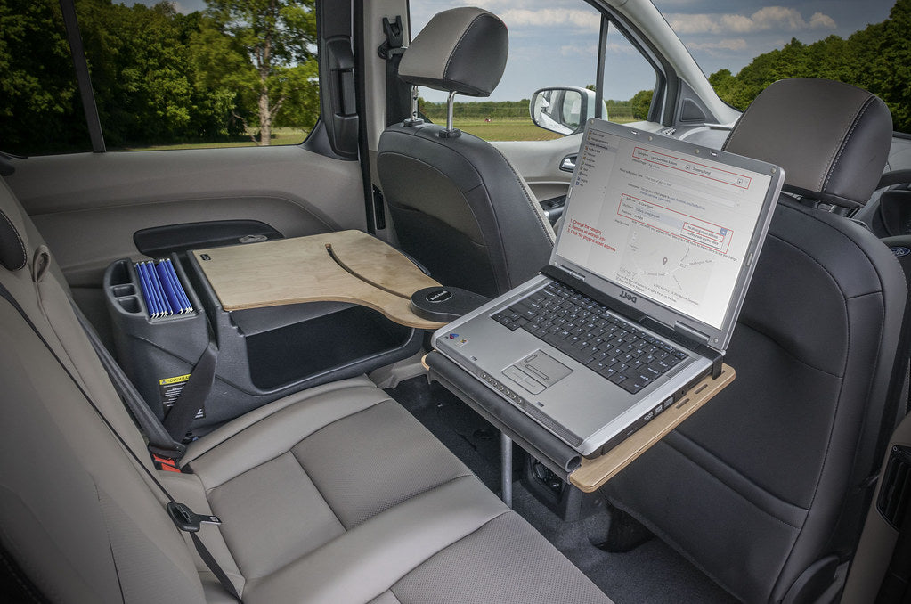 AutoExec Reach Desk Back Seat Left Side Car Desk w Power Inverter in Birch