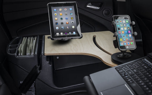 AutoExec Reach Desk Back Seat Left Side Car Desk w Power Inverter Phone Mount Tablet Mount in Birch