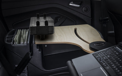 AutoExec Reach Desk Back Seat Left Side Car Desk w Power Inverter Printer Stand in Birch