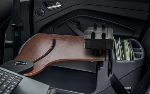 AutoExec Reach Desk Back Seat Left Side Car Desk w Power Inverter Printer Stand in Mahogany