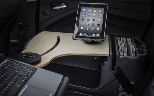 AutoExec Reach Desk Back Seat Left Side Car Desk w Power Inverter Tablet Mount in Birch