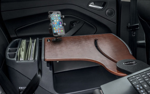 AutoExec Reach Desk Back Seat Left Side Car Desk w Phone Mount in Mahogany