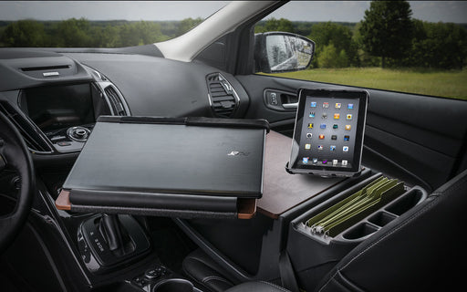 AutoExec Reach Desk Front Seat Car Desk w Tablet Mount in Mahogany